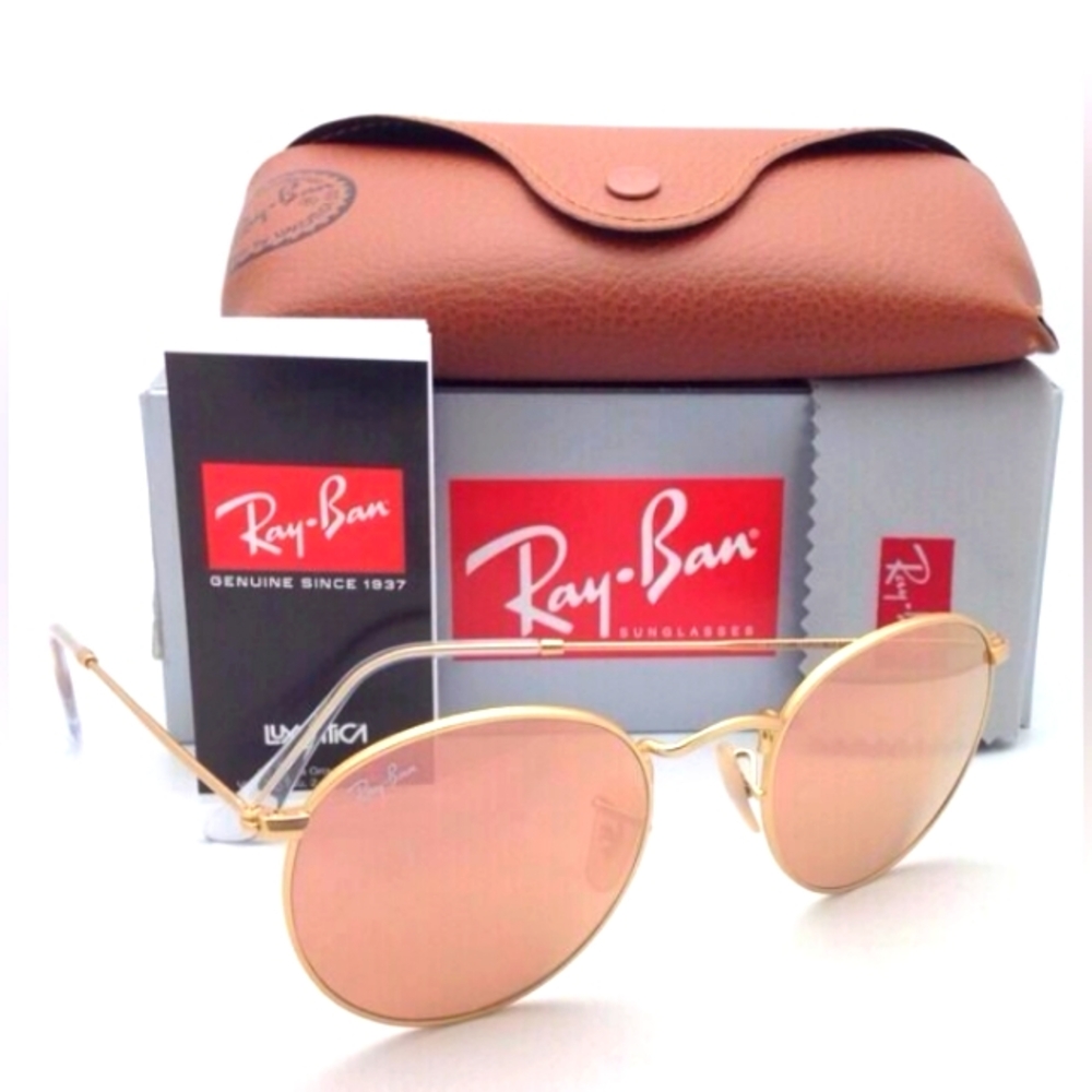 LIKE NEW Ray Ban Round Metal Pink Flash RB3447 Men /Women Sunglasses - Picture 3 of 16